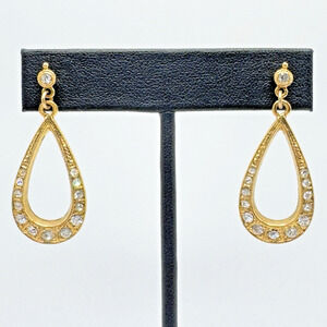 Vintage 1928 Brand Rhinestone Earrings Pierced Dangle 1.5"